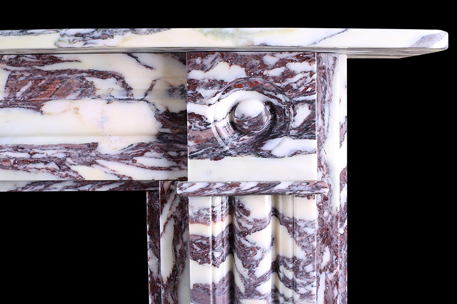 British Double-Slip Georgian Style Fireplace Surround Italian Violette Brescia Marble For Sale