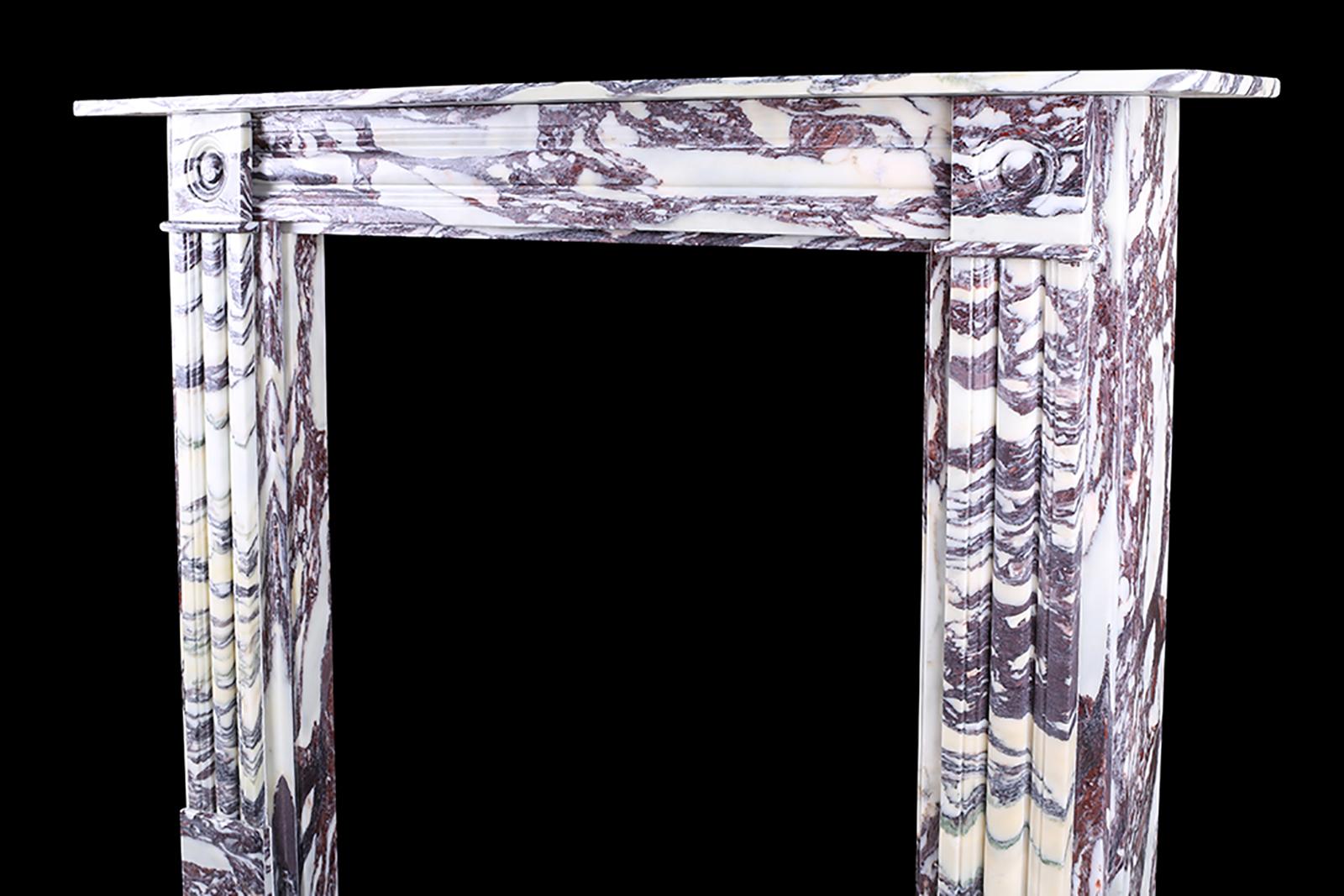Contemporary Double-Slip Georgian Style Fireplace Surround Italian Violette Brescia Marble For Sale