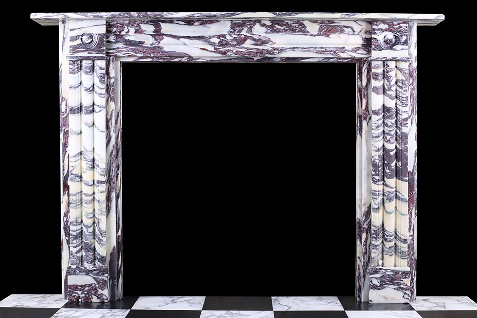 Double-Slip Georgian Style Fireplace Surround Italian Violette Brescia Marble For Sale 1