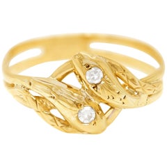 Double Snake Ring Diamond Set