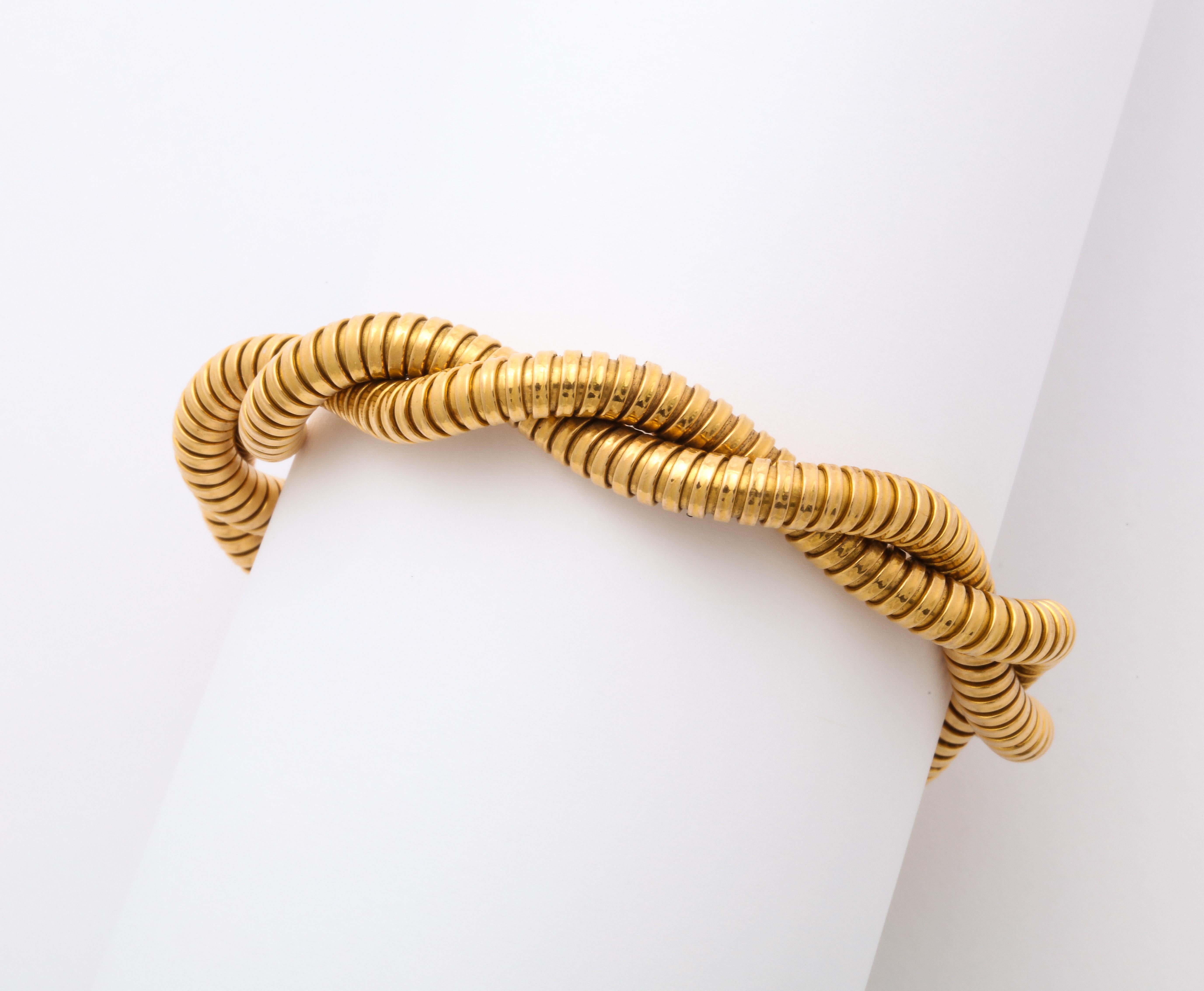 Double Snake/Tubogas Style Gold Vintage Bracelet 4