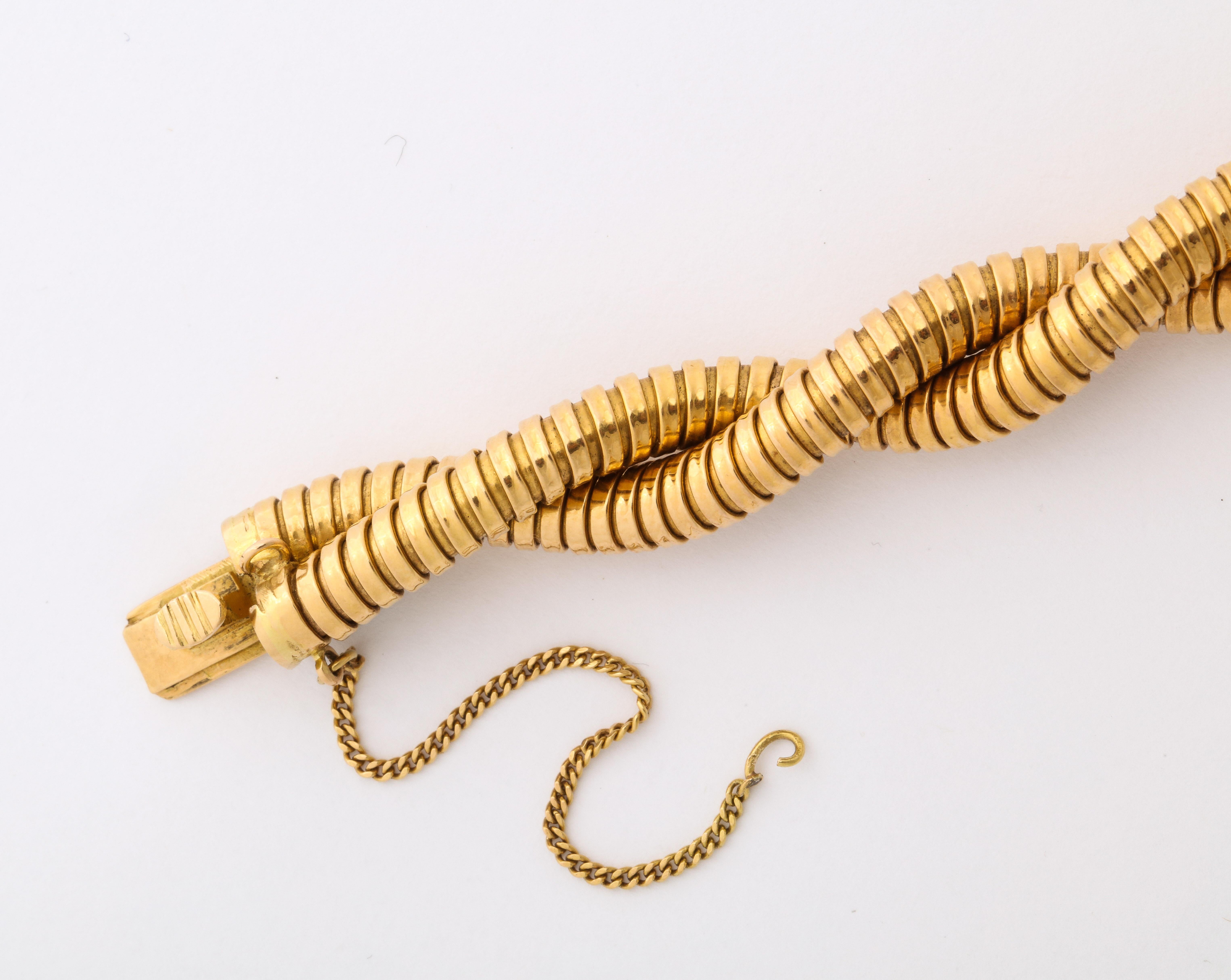 Women's or Men's Double Snake/Tubogas Style Gold Vintage Bracelet