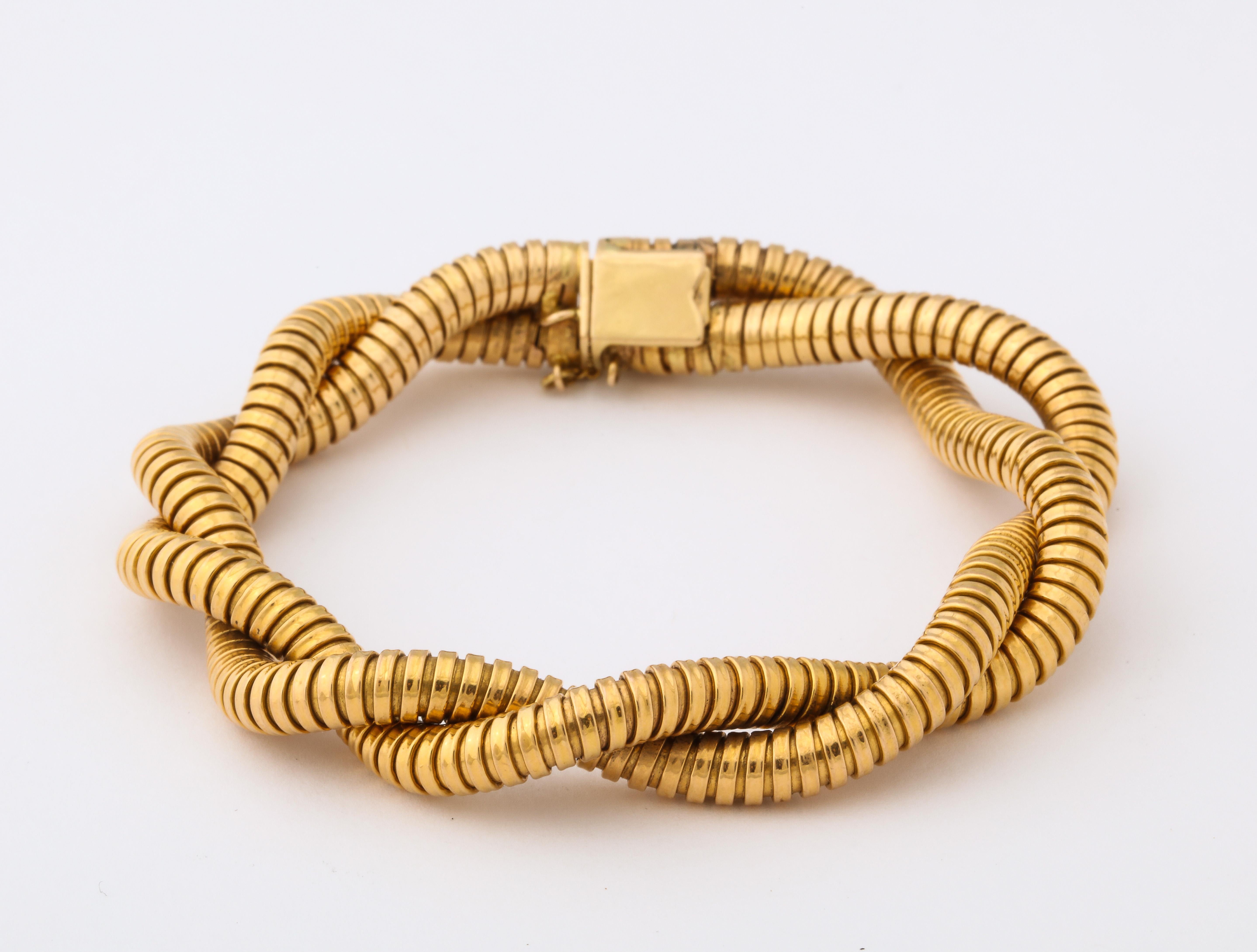 Double Snake/Tubogas Style Gold Vintage Bracelet 3