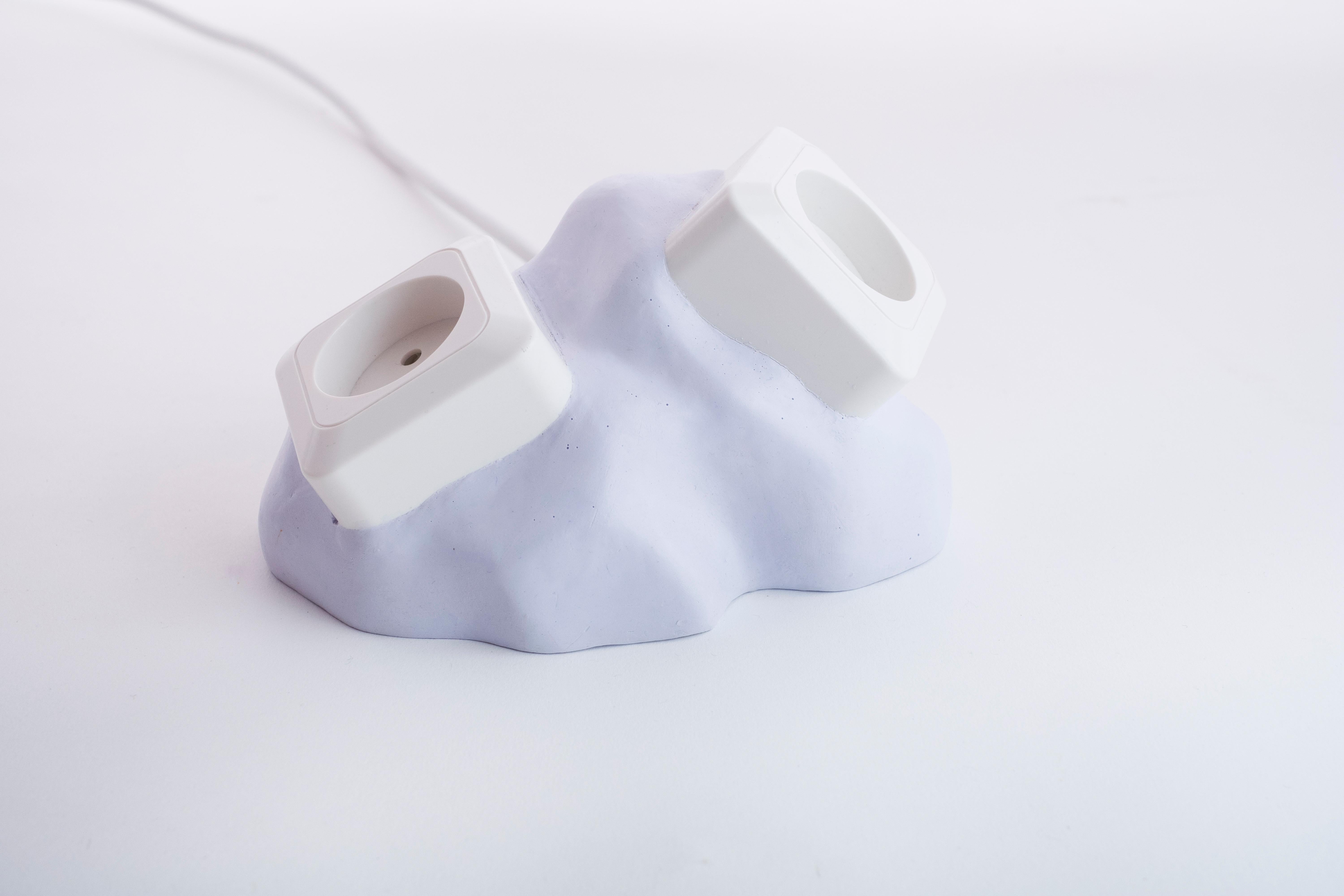 Double socket object 9. Lila SAKER by Studio Gert Wessels, lilac. handcrafted in an organic shape and made in his studio in the Netherlands. 

In his daily practice he investigates the relationship between form and function. The result is a range