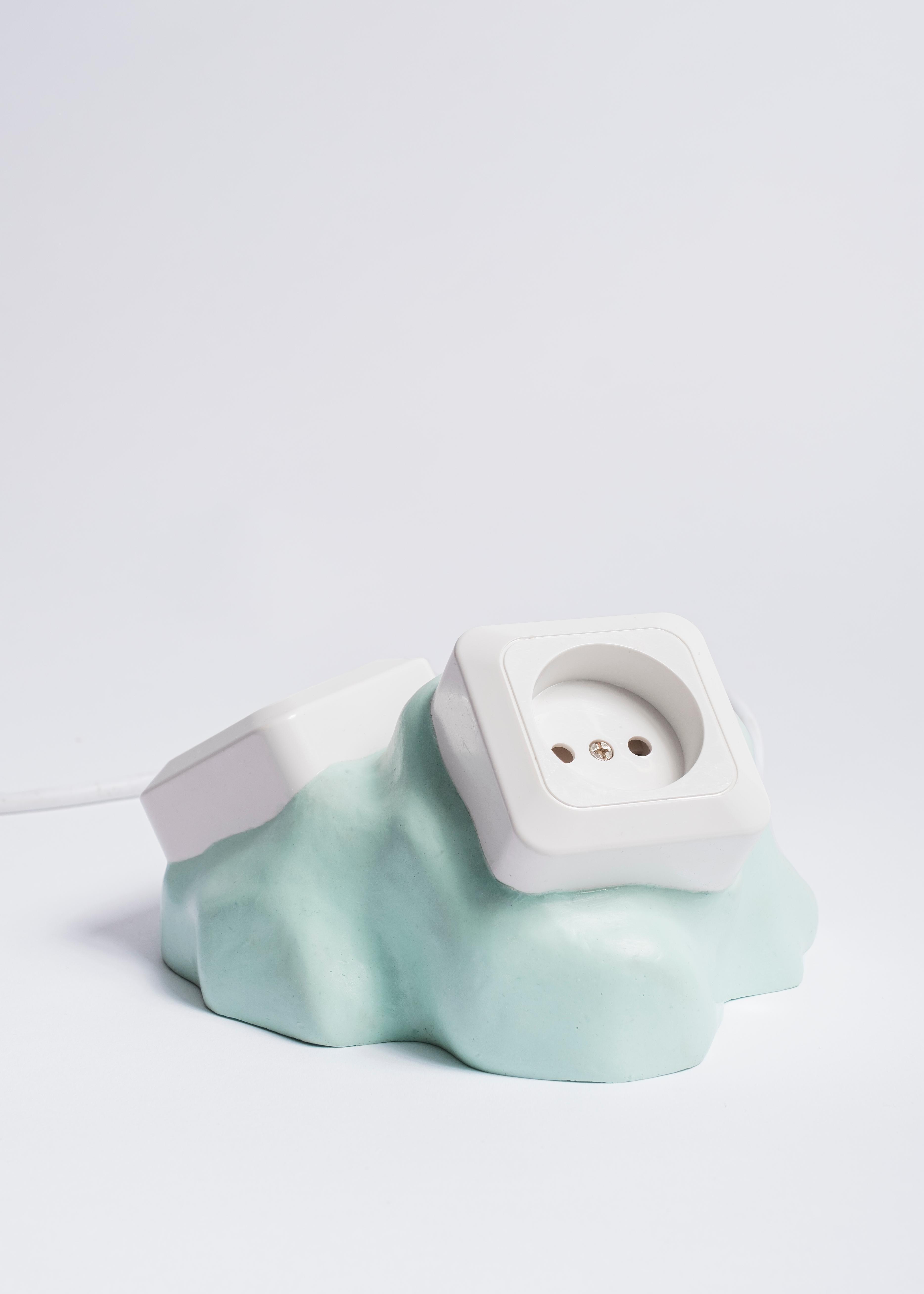 Double socket object 9. Mint SAKER by Studio Gert Wessels, mint. Hand crafted in an organic shape and made in his studio in the Netherlands. 

In his daily practice he investigates the relationship between form and function. The result is a range