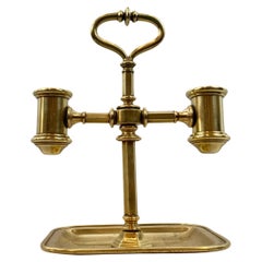 Double Solid Brass Candlestand with Undertray and Carry Handle