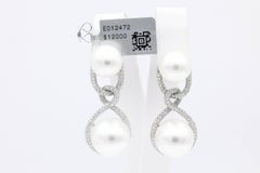 South Sea Pearl Drop Diamond Earrings 1.90 Carats 18K