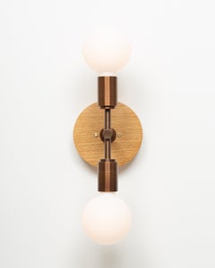 Double Sphere Bronze Patina Oak Mount Sconce by Lights of London