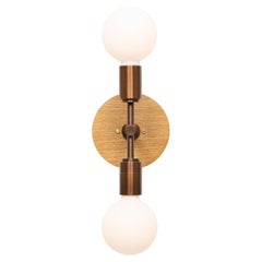 Double Sphere Bronze Patina Oak Mount Sconce by Lights of London