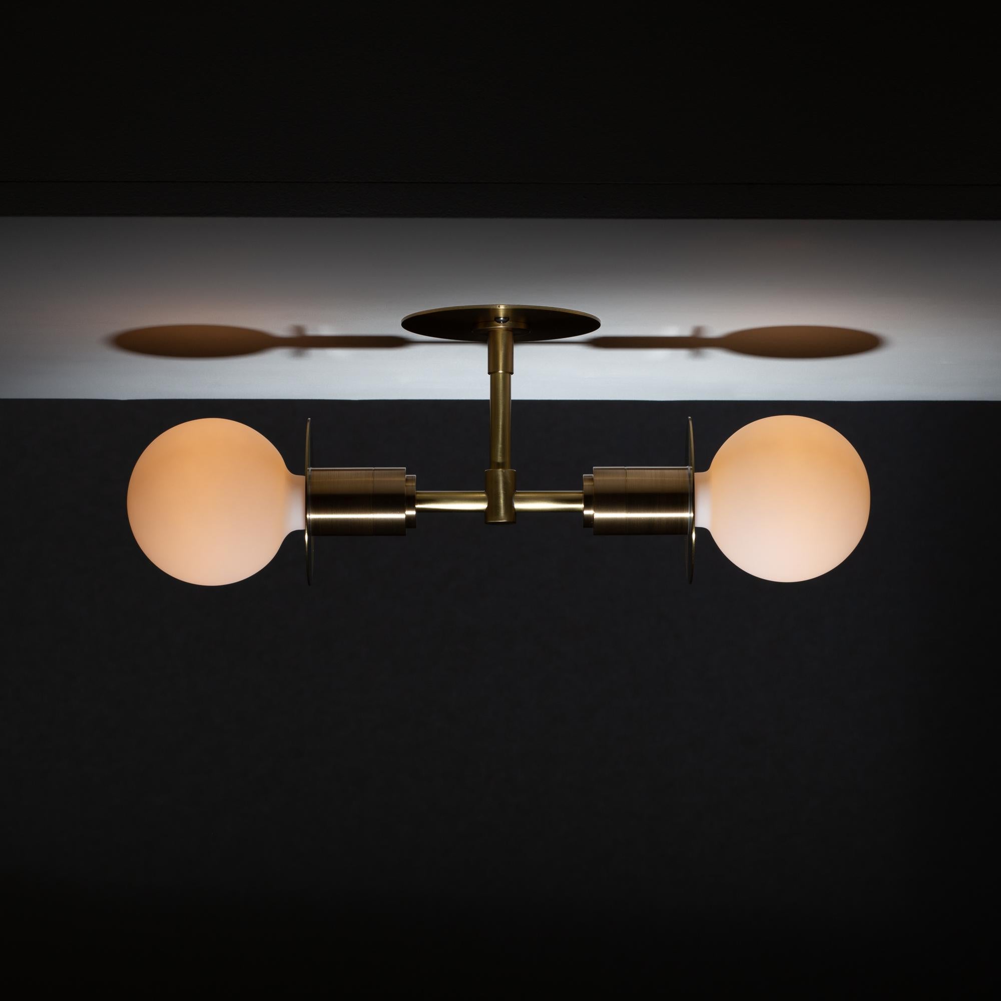 Hand-Crafted Double Sphere Disc Flush Mount Ceiling Light For Sale