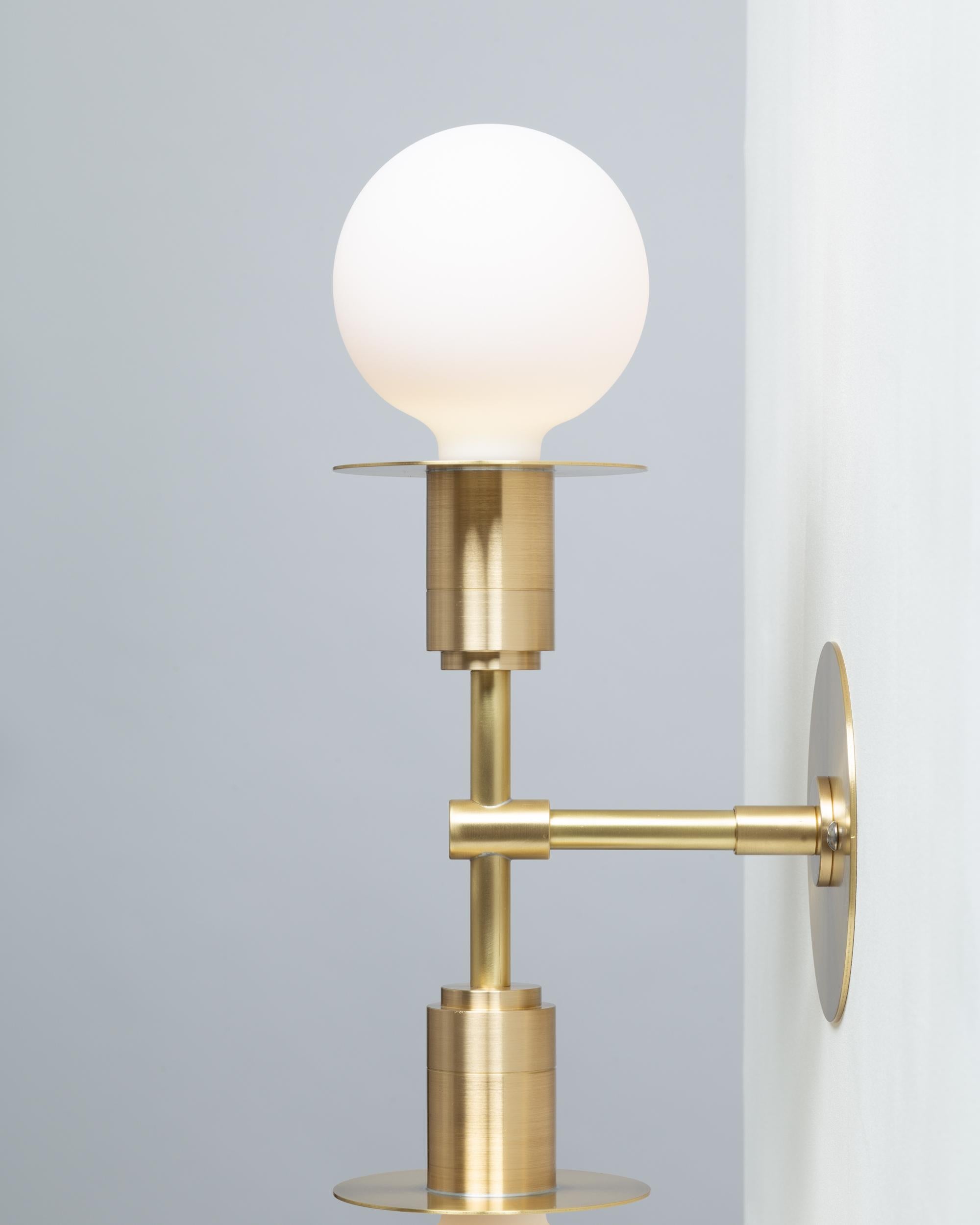 Hand-Crafted Double Sphere Disc Flush Mount Wall Light Sconce by Lights of London For Sale