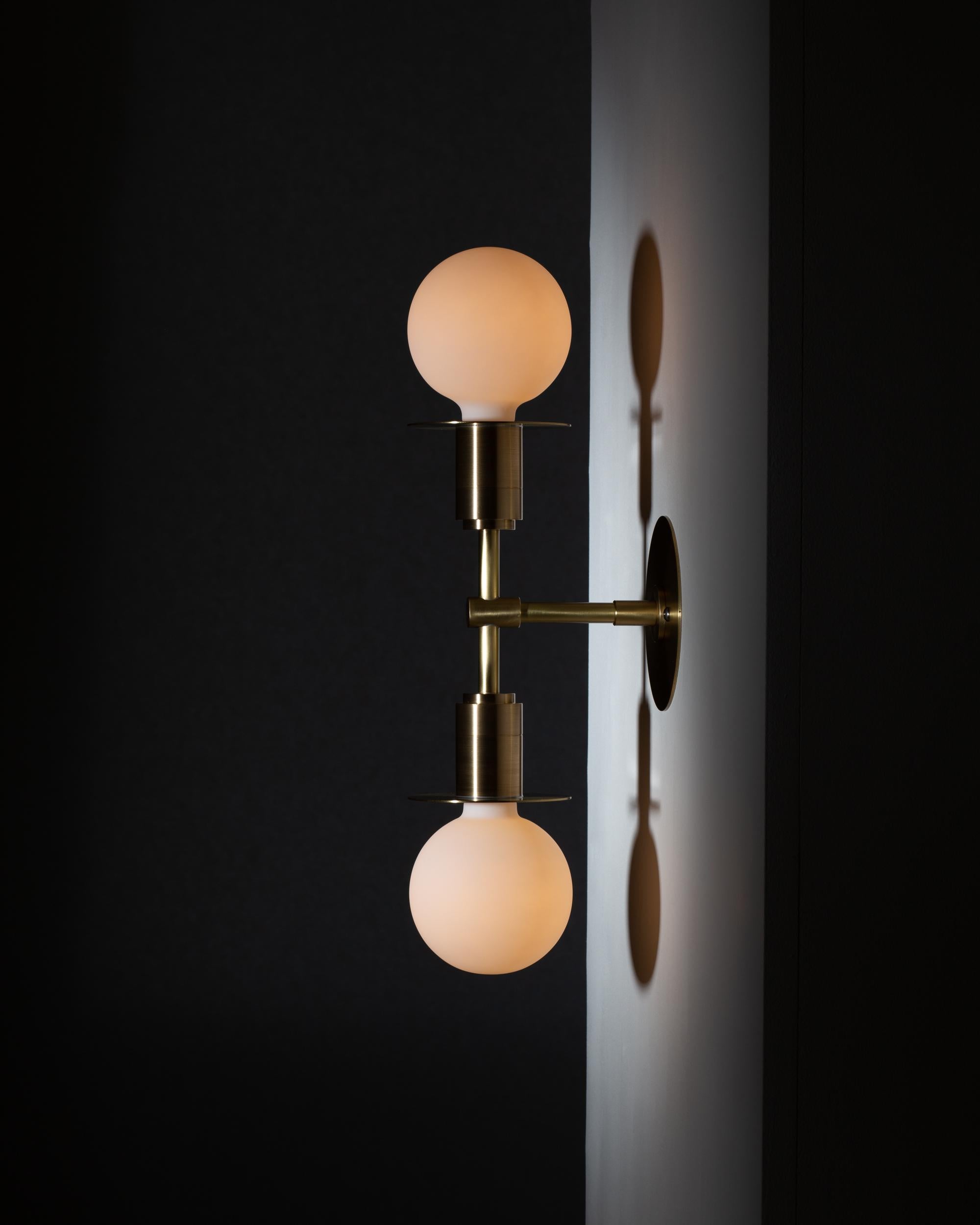 Contemporary Double Sphere Disc Flush Mount Wall Light Sconce by Lights of London For Sale