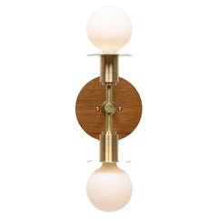 Double Sphere Disc Oak Mount Wall Light Sconce by Lights of London