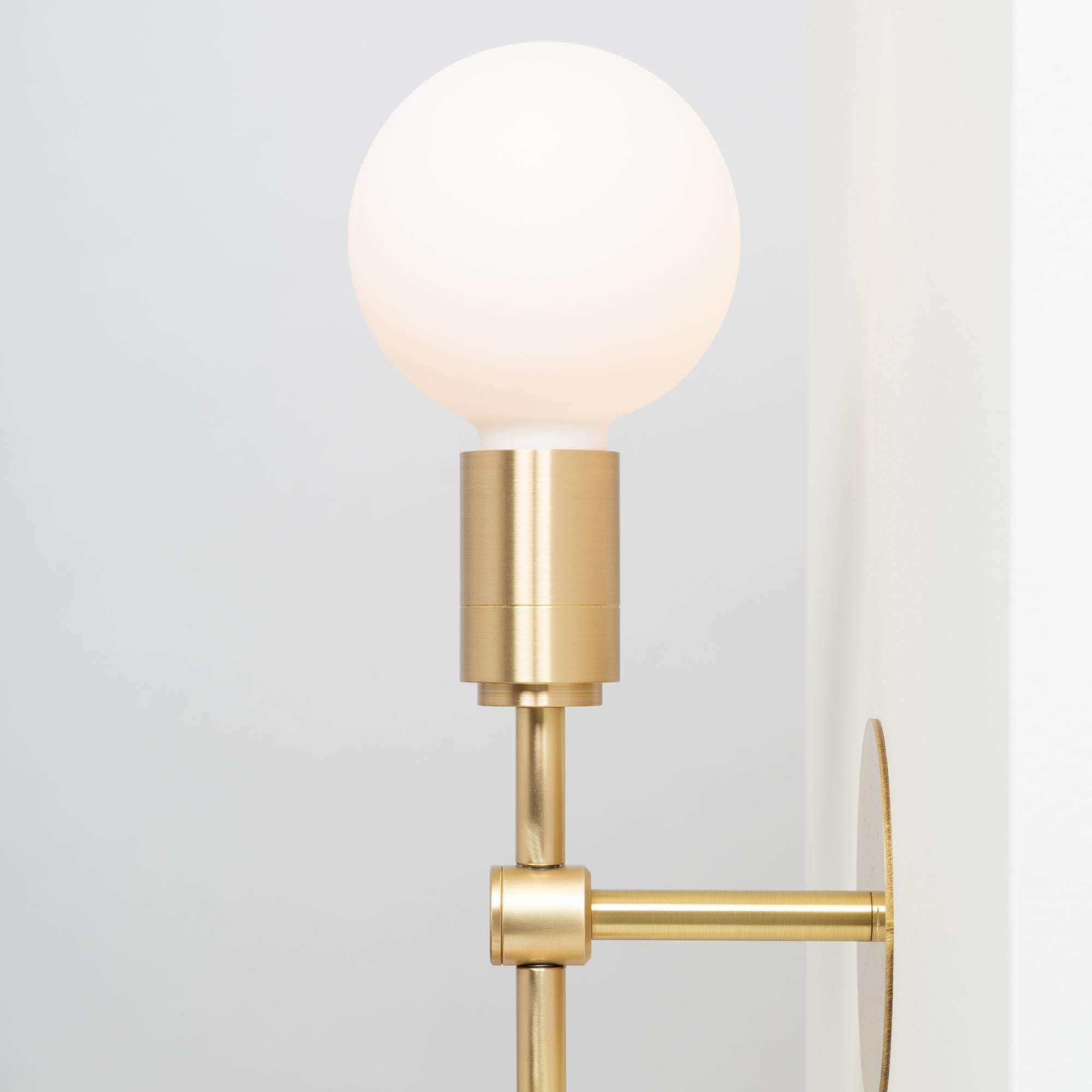 Brass Double Sphere Flush Mount Wall Light Sconce For Sale