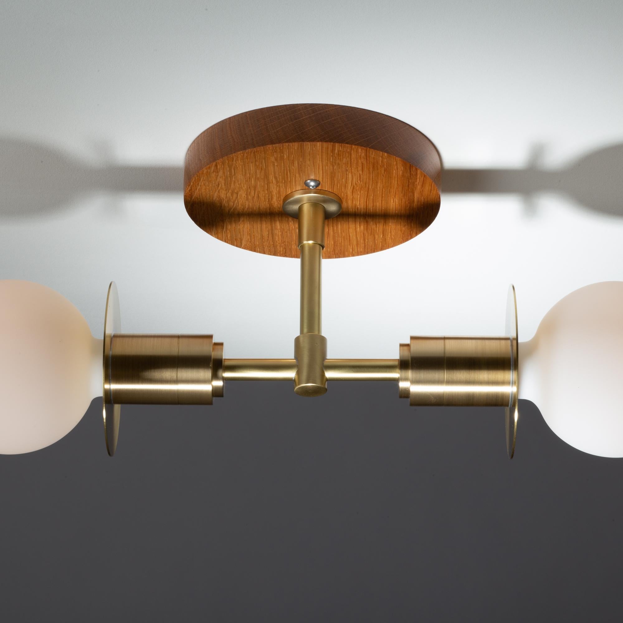 Double Sphere Oak Disc Ceiling Mount In New Condition For Sale In London, GB