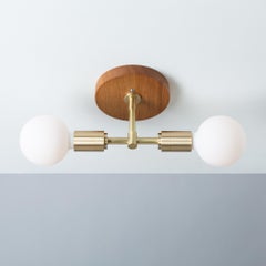 Double Sphere Oak Mount Ceiling Light