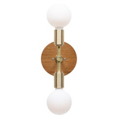 Double Sphere Oak Mount Wall Light Sconce by Lights of London