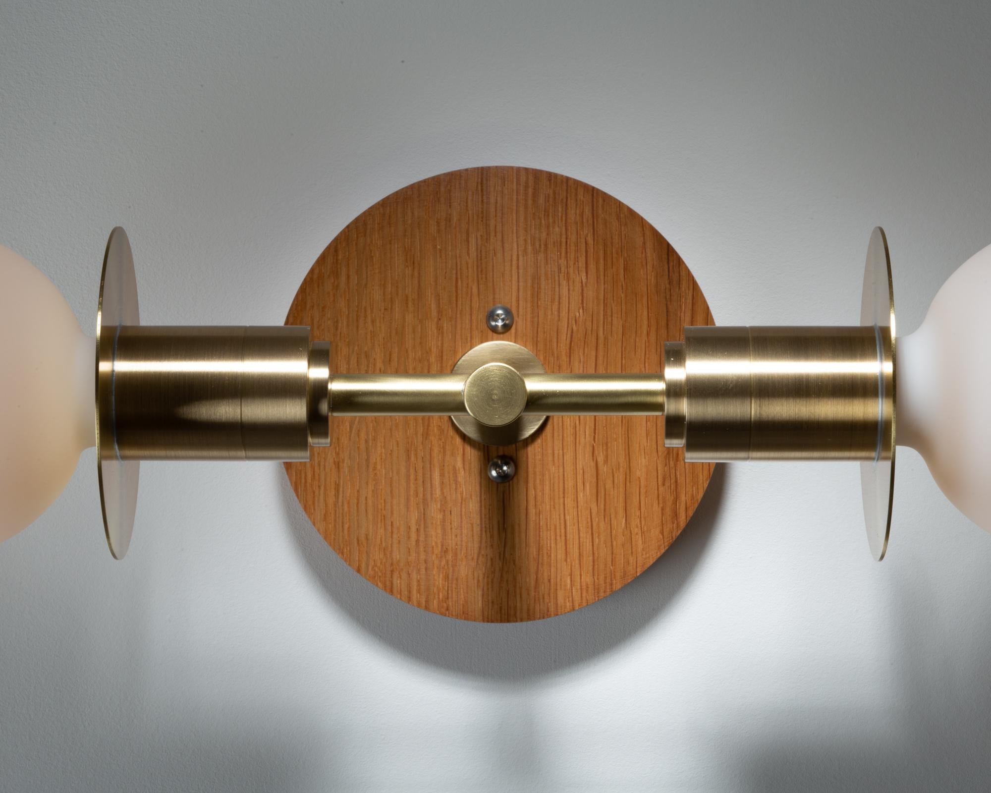 Double Sphere Oak Wall Light In New Condition For Sale In London, GB