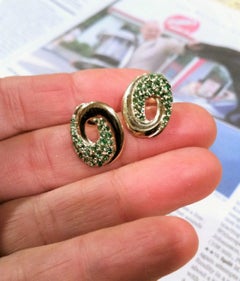 Double Spiral 14 Karat Yelllow Gold and Tsavorite Post Earrings