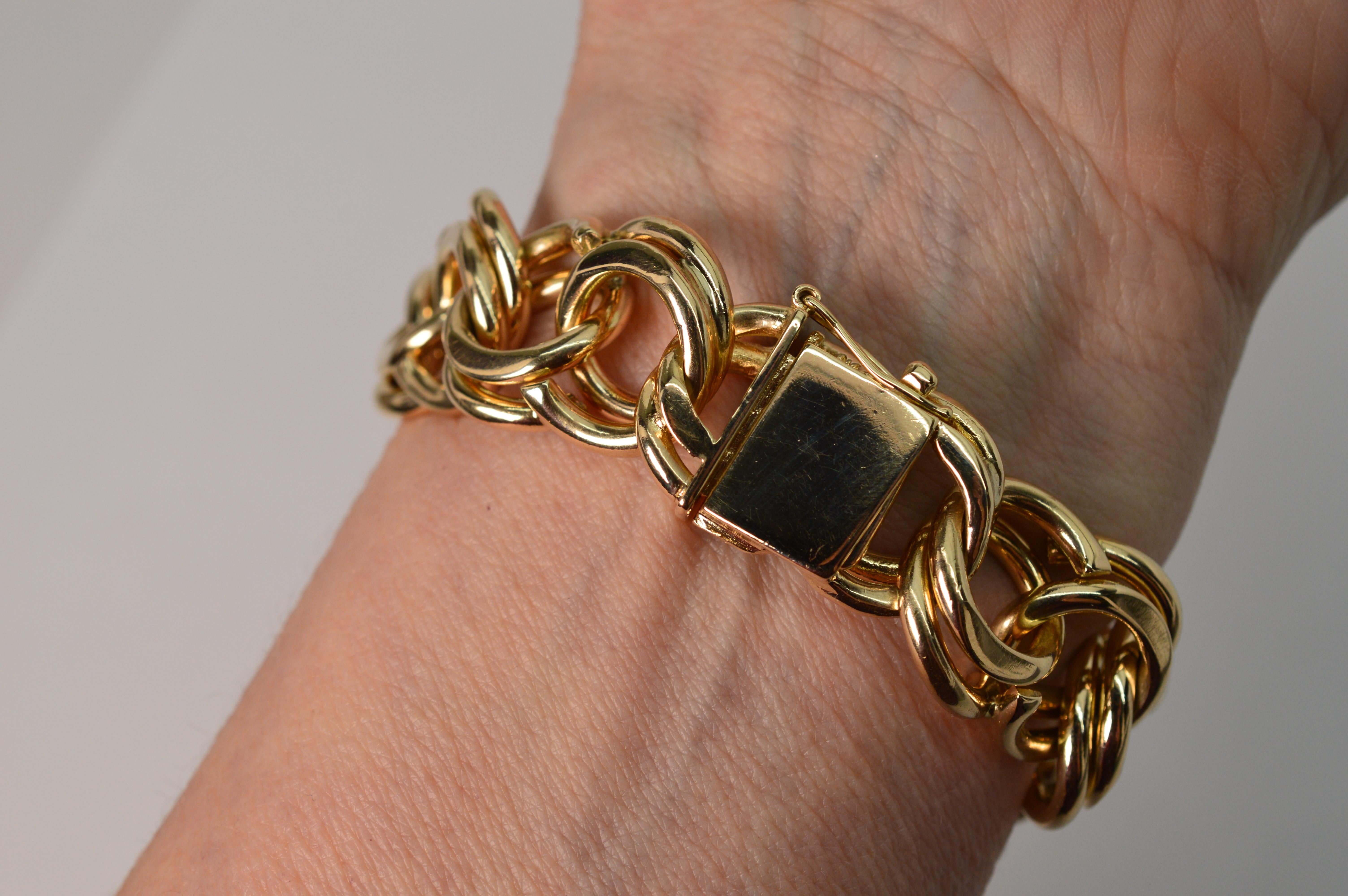 Bracelet fantaisie à double maillon en or jaune 14 carats en forme de spirale en vente 7