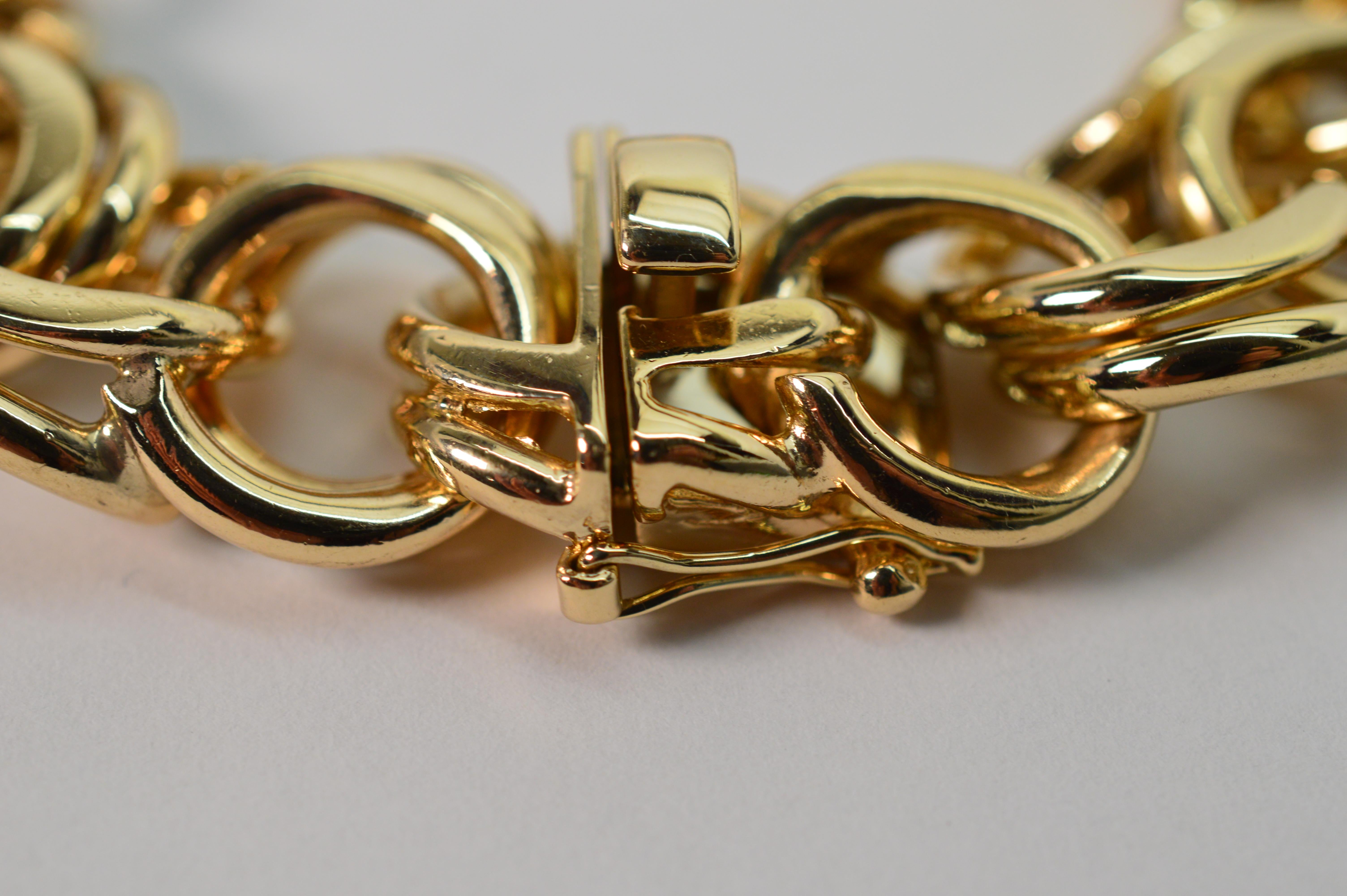 Bracelet fantaisie à double maillon en or jaune 14 carats en forme de spirale en vente 4