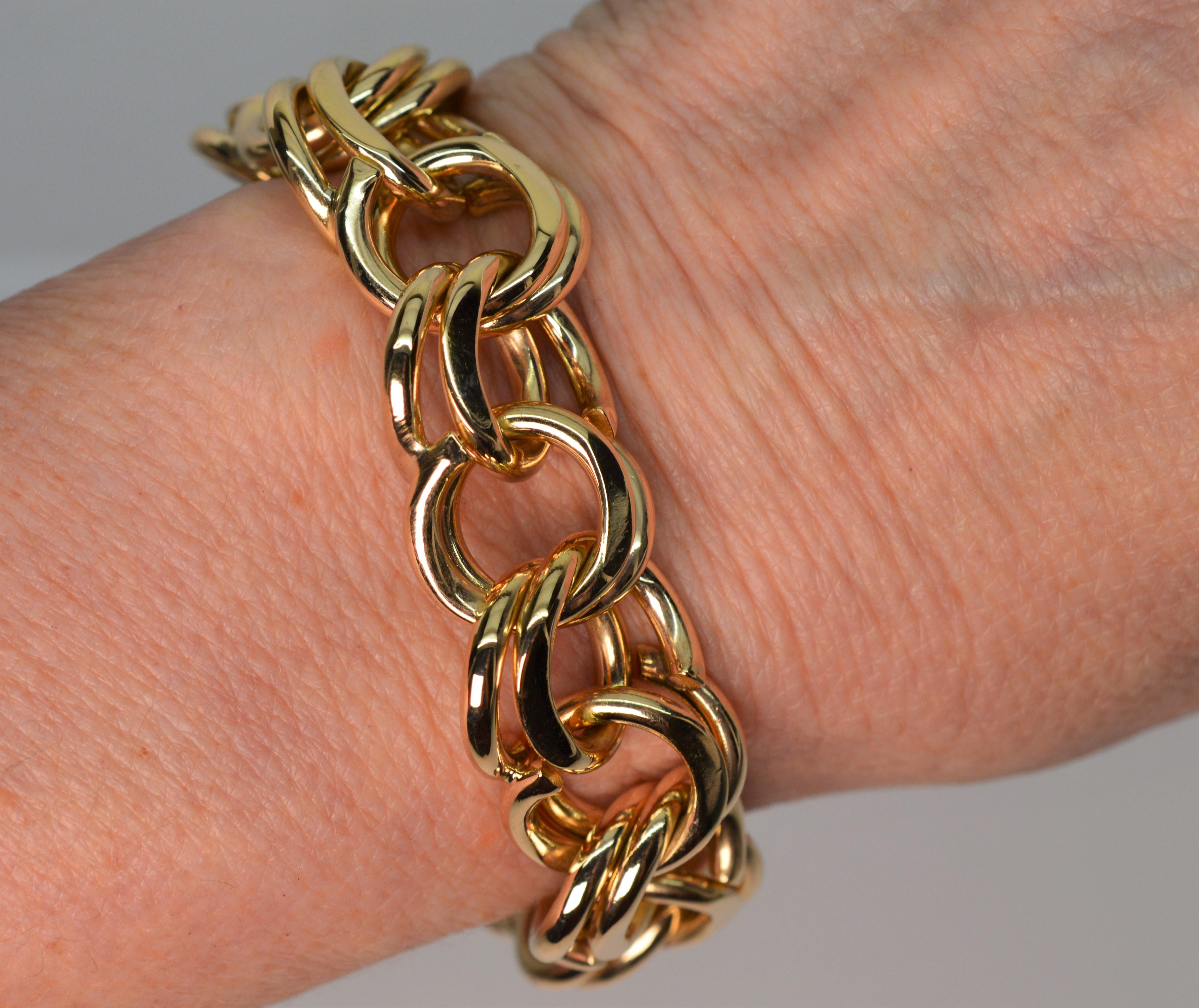 Double Spiral Link 14 Karat Yellow Gold Statement Bracelet For Sale 2