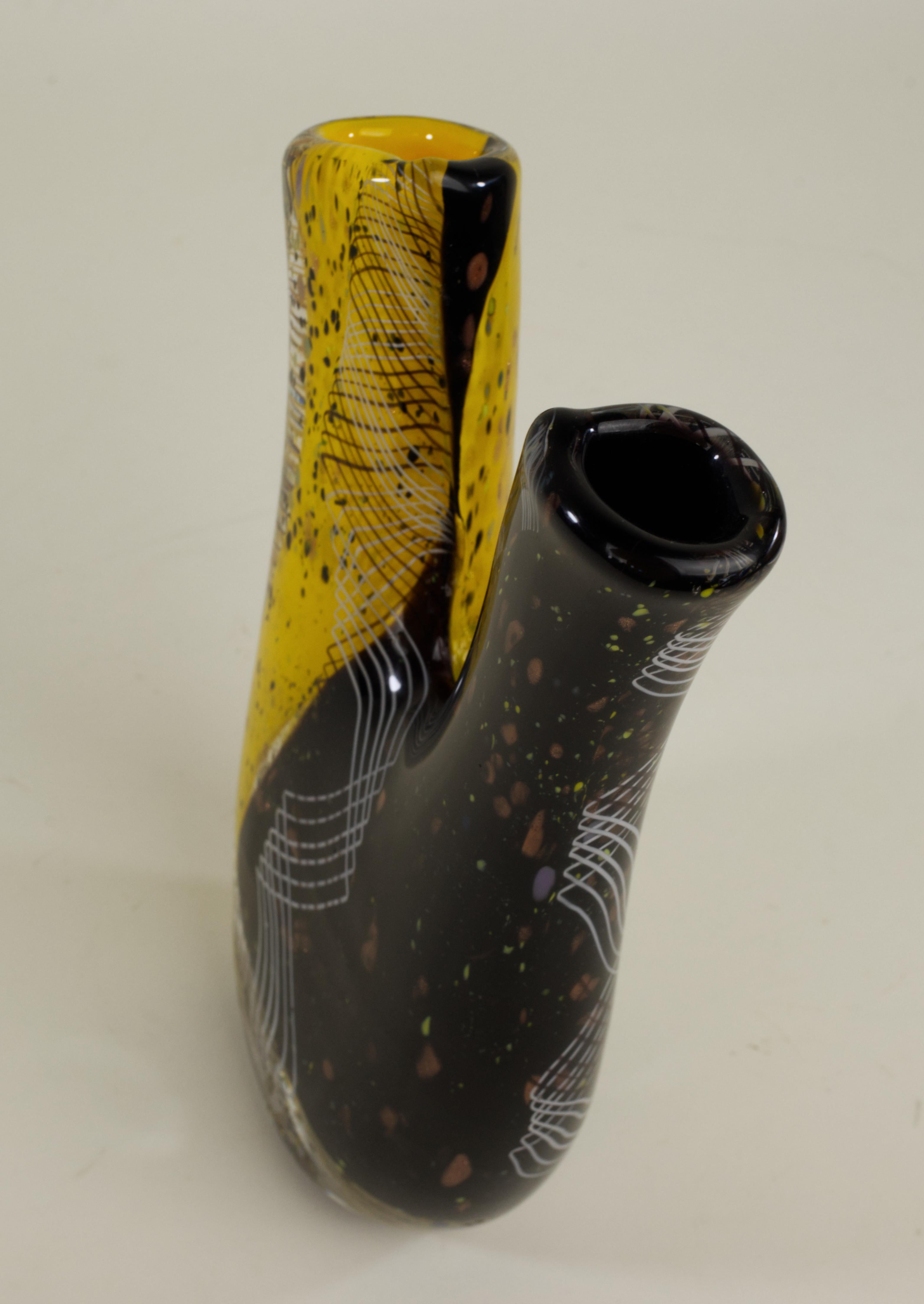 Double Spout Murano style Art Glass Vase  For Sale 9