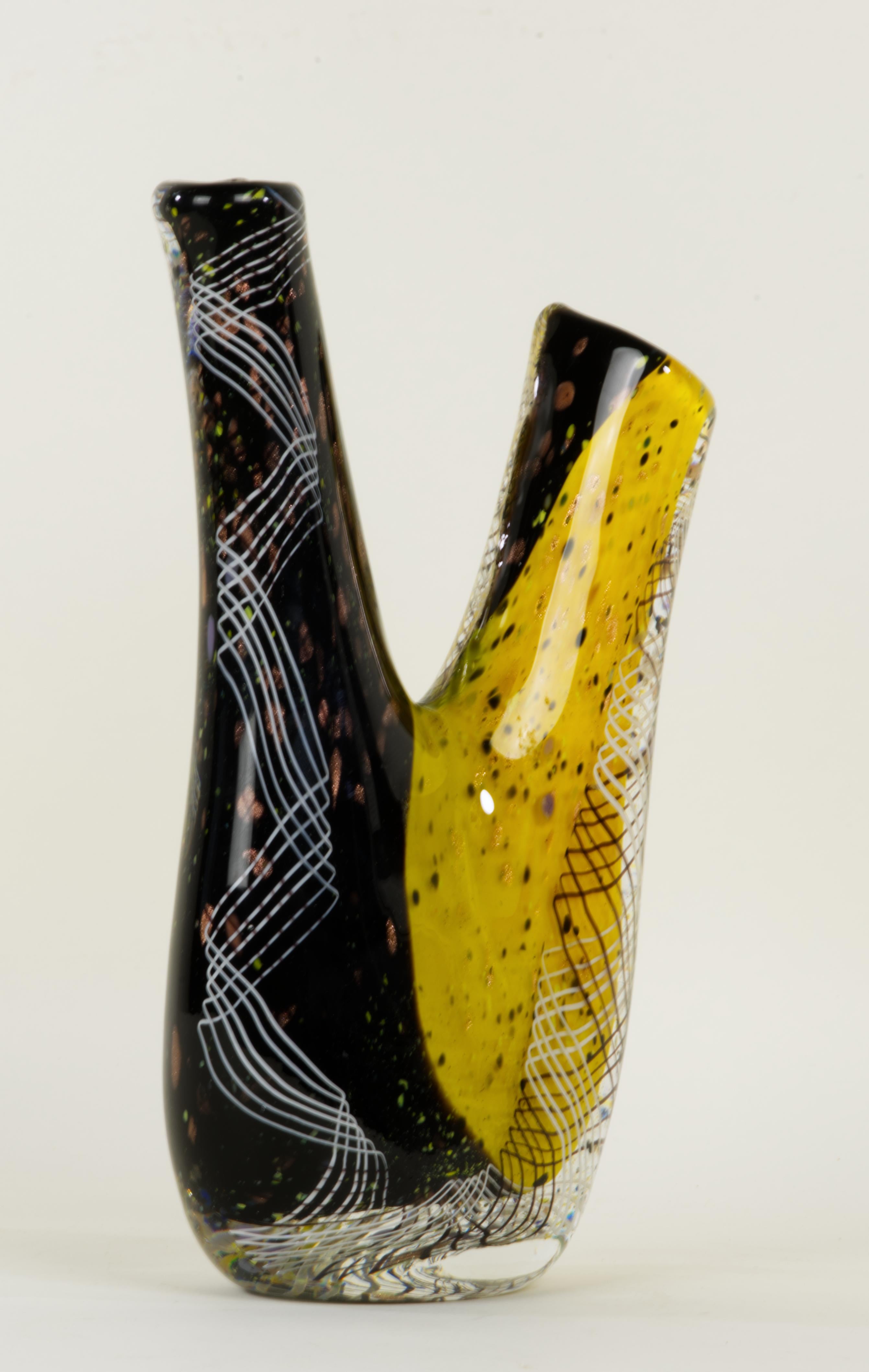 XXIe siècle et contemporain Vase en verre d'art de Murano à double bec  en vente