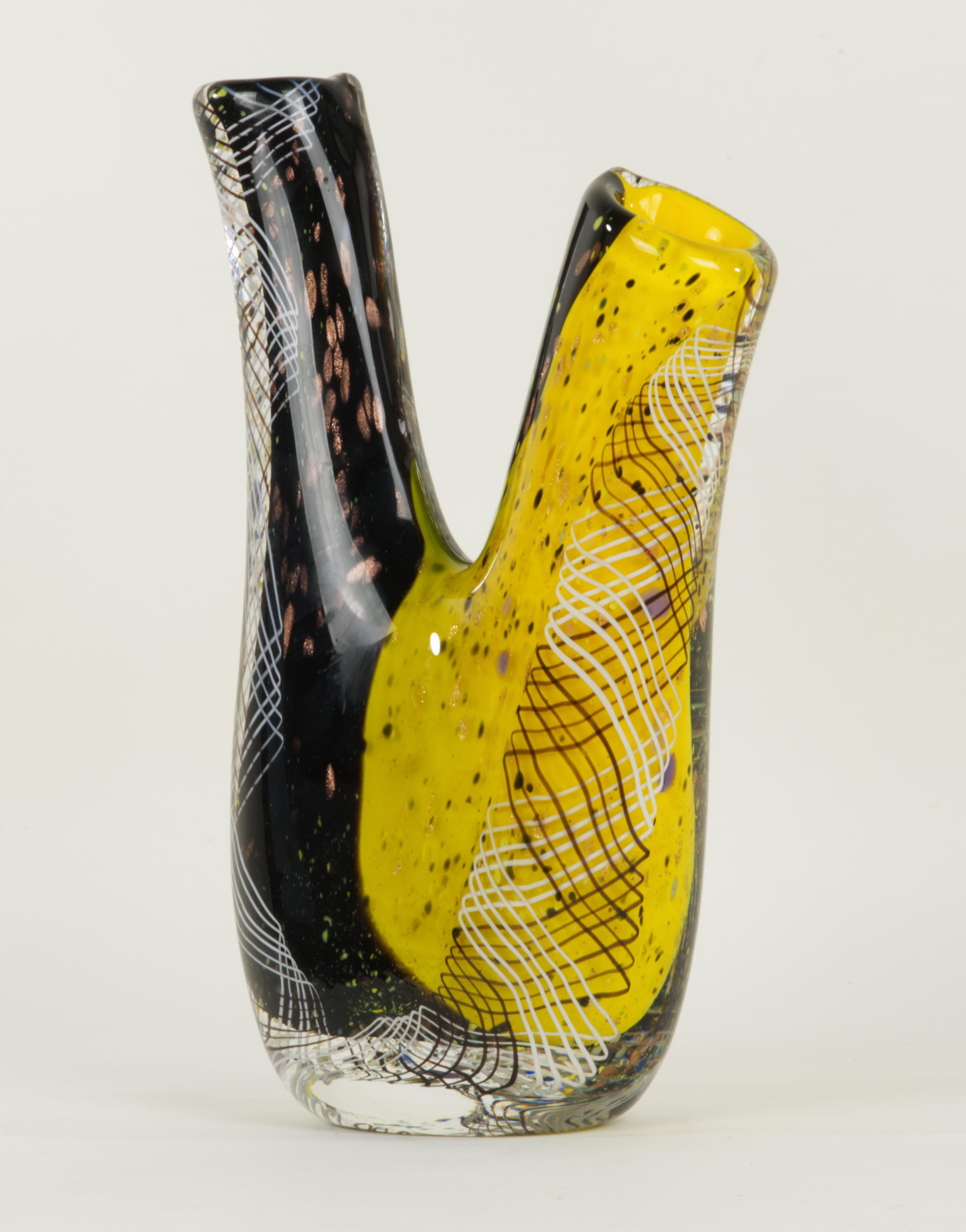Double Spout Murano style Art Glass Vase  For Sale 1