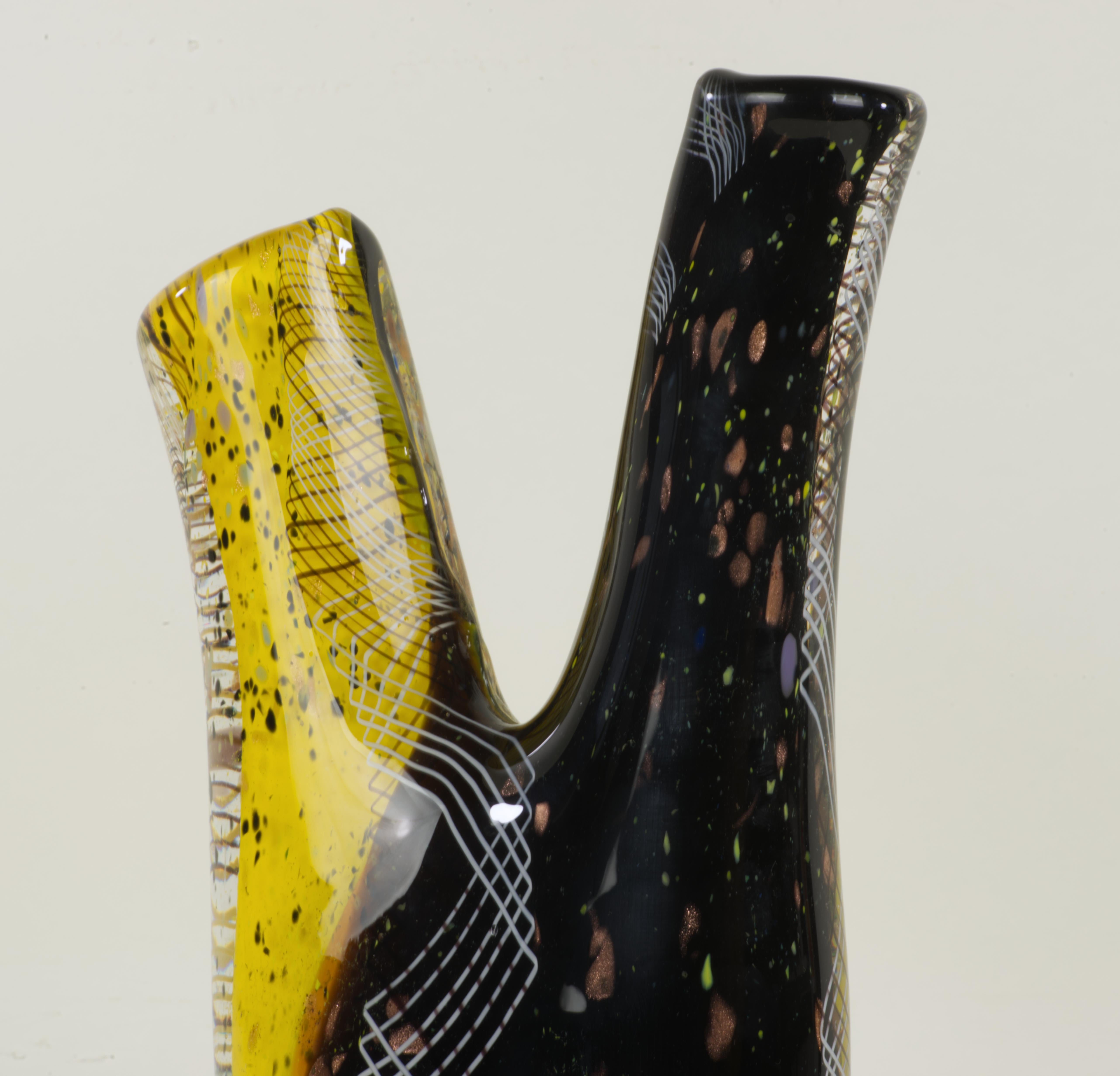 Double Spout Murano style Art Glass Vase  For Sale 2