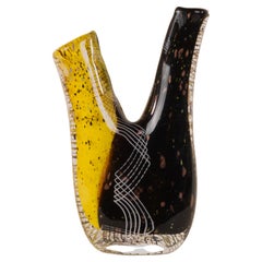 Vaso in vetro artistico a doppio beccuccio Studio A firmato e datato
