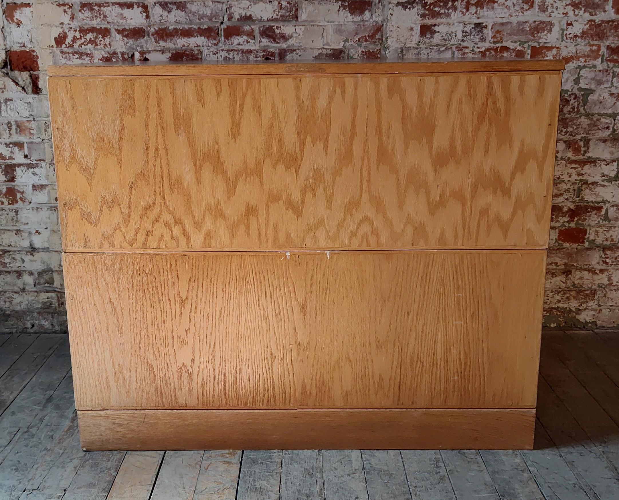 Double Stack Oak Flat File Cabinet 6