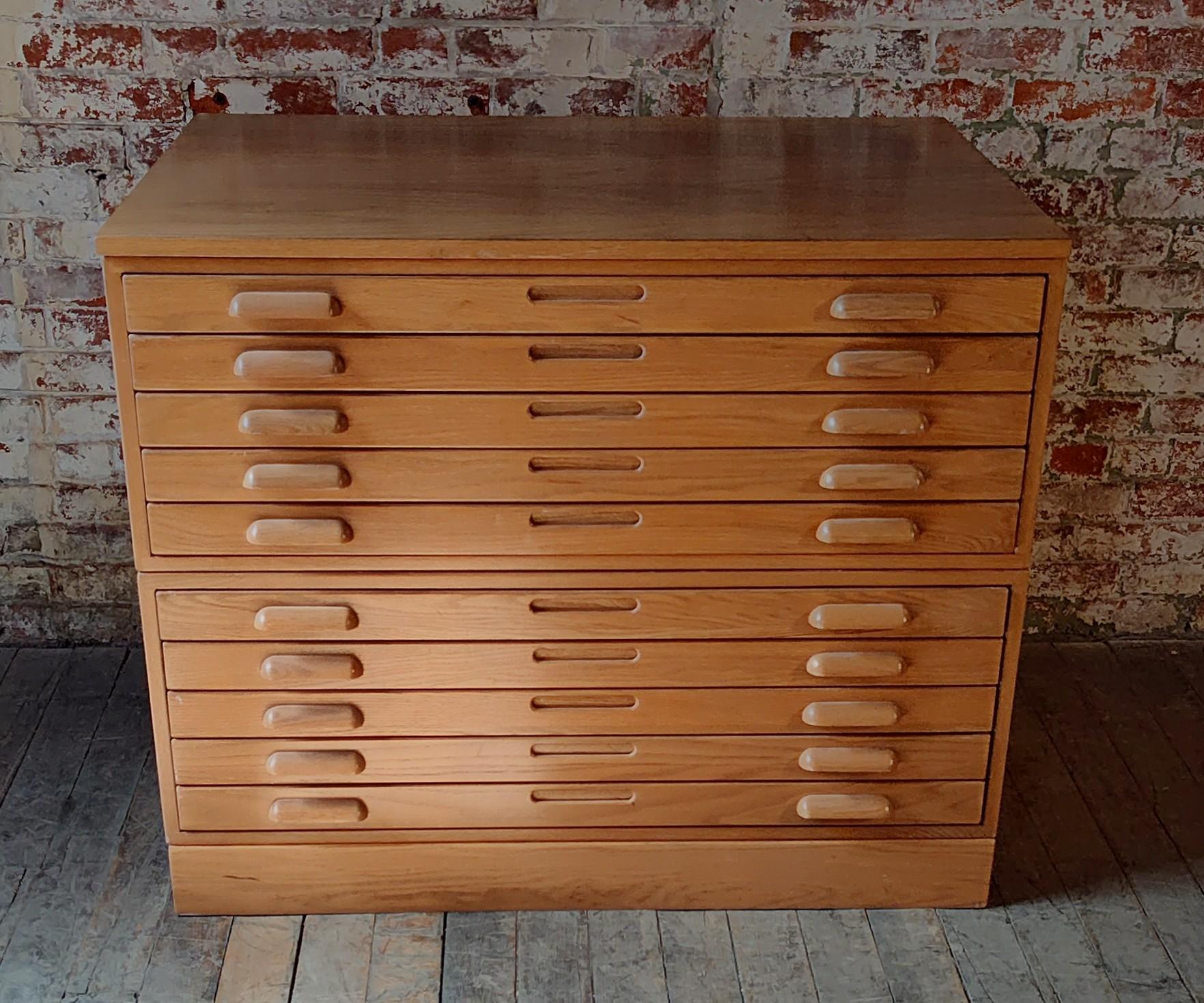 American Double Stack Oak Flat File Cabinet