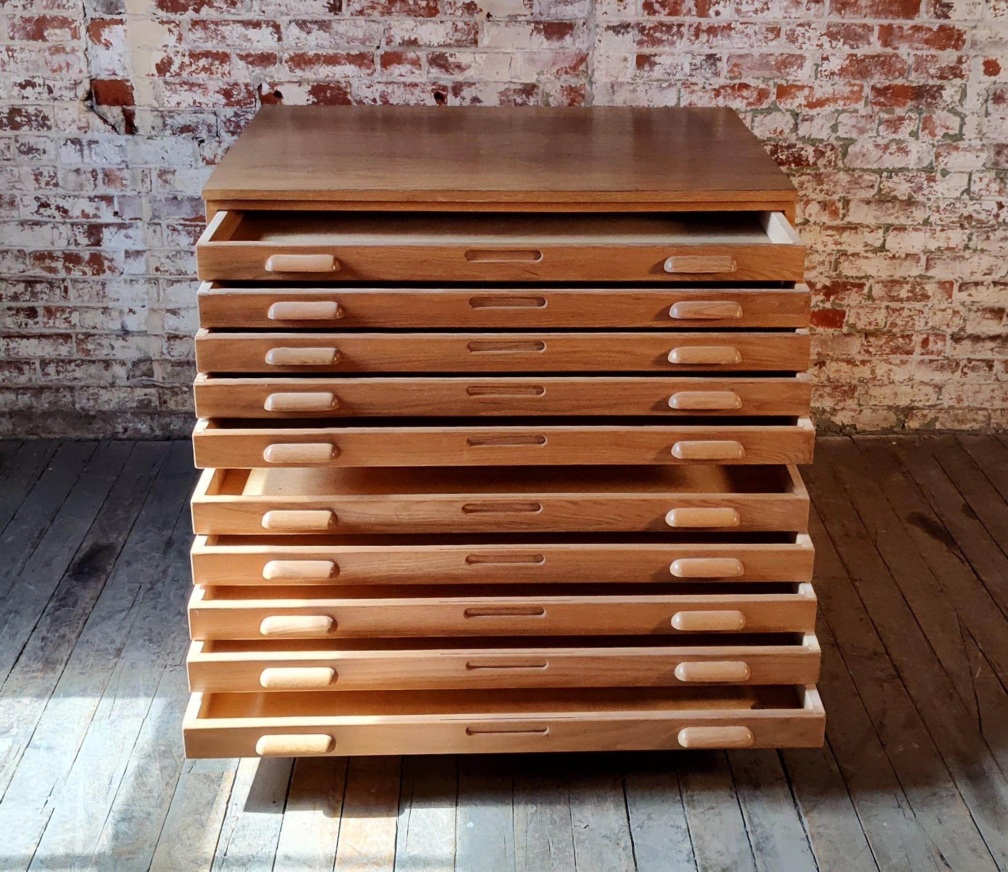 20th Century Double Stack Oak Flat File Cabinet
