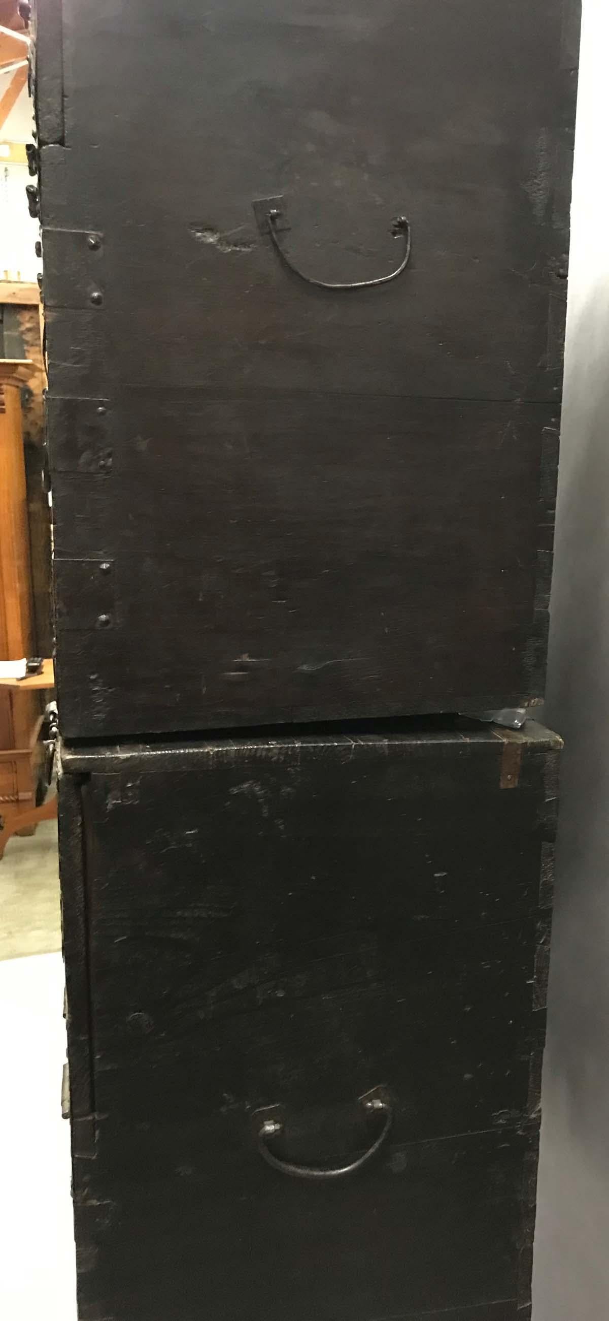 Double Stacked 18th Century Korean Chests on Iron Base 4