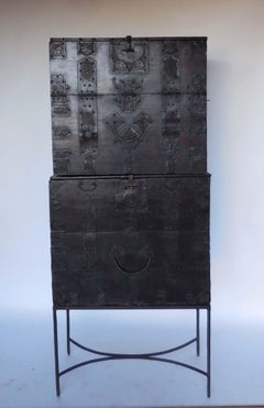 Double Stacked 18th Century Korean Chests on Iron Base