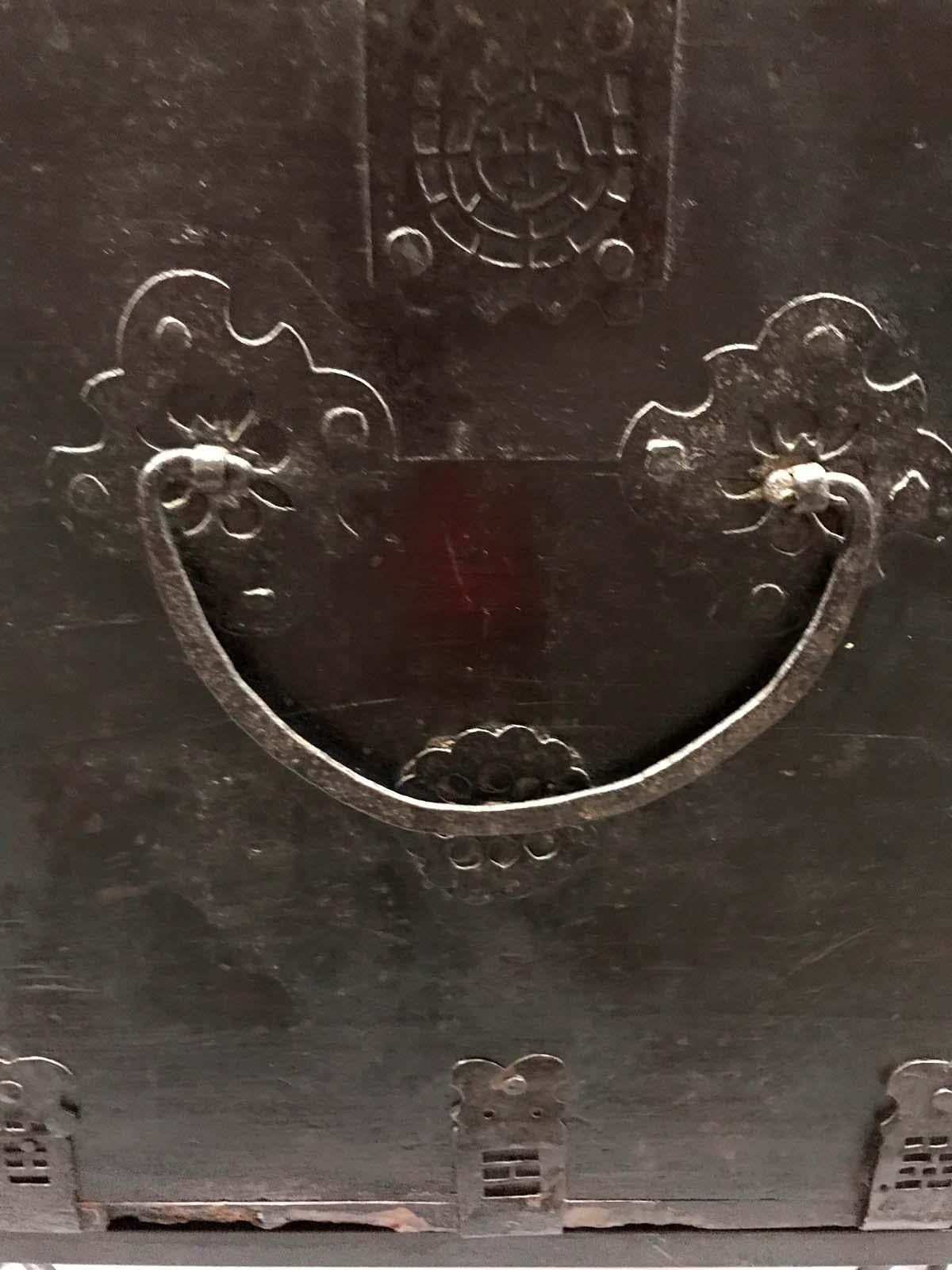 Double Stacked 18th Century Korean Chests on Iron Base 1