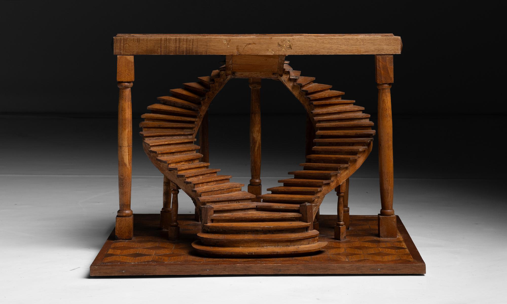 Double Staircase Model

Belgium circa 1950

Double staircase with marquetry base and composed of oak.

Measures 27”w x 22.5”d x 19”h