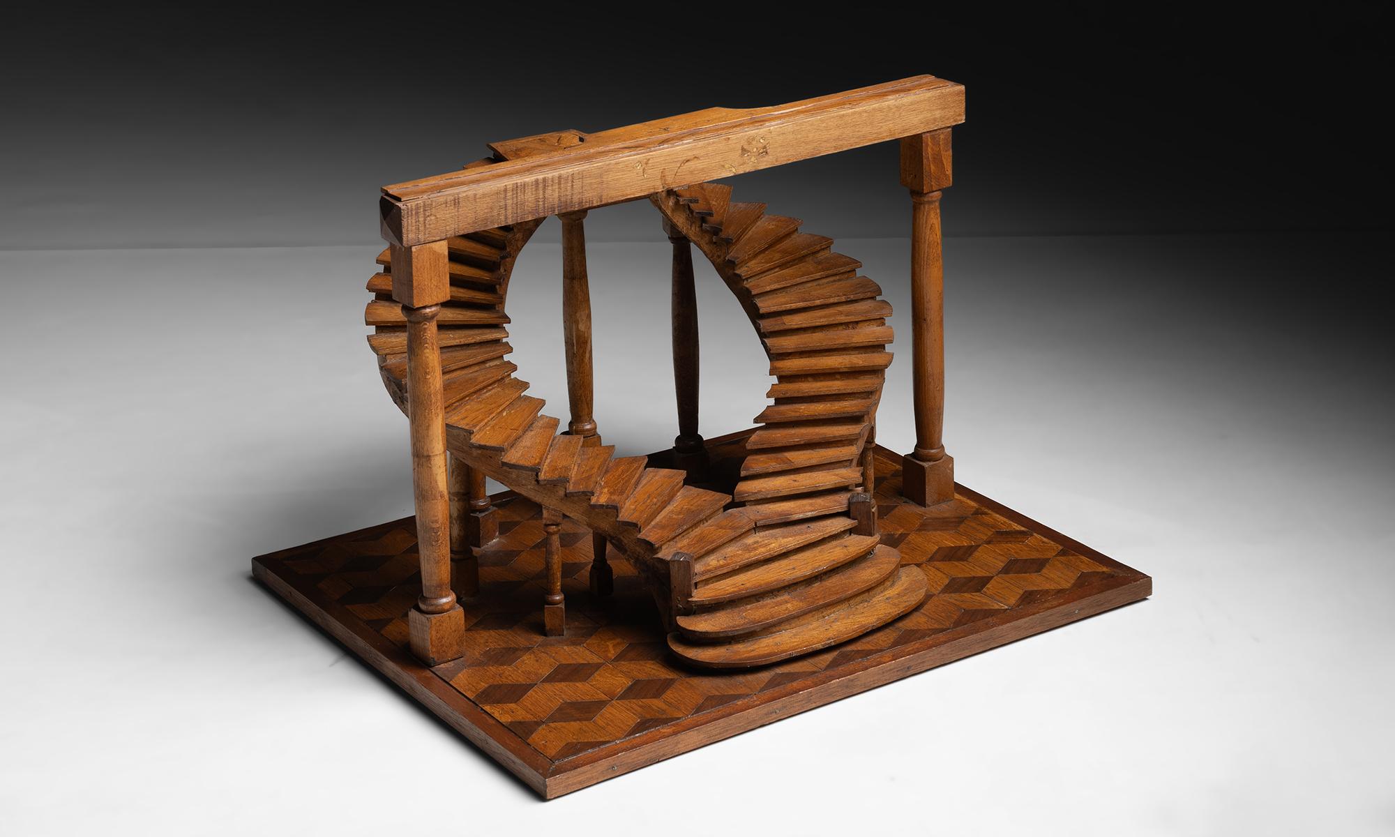 Parquetry Double Staircase Model, Belgium circa 1950 For Sale