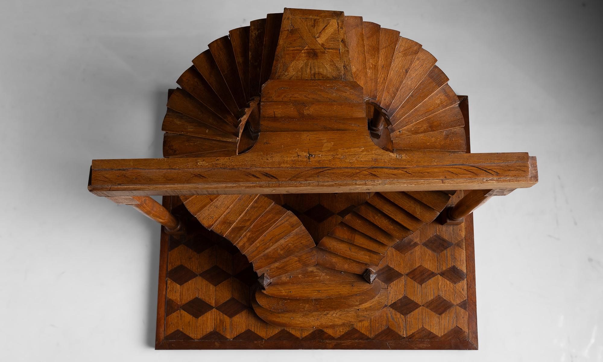 Wood Double Staircase Model, Belgium circa 1950 For Sale