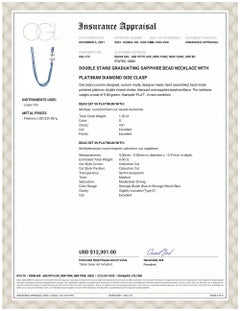 Double Stand Graduating Sapphire Bead Necklace with Platinum Diamond Side Clasp