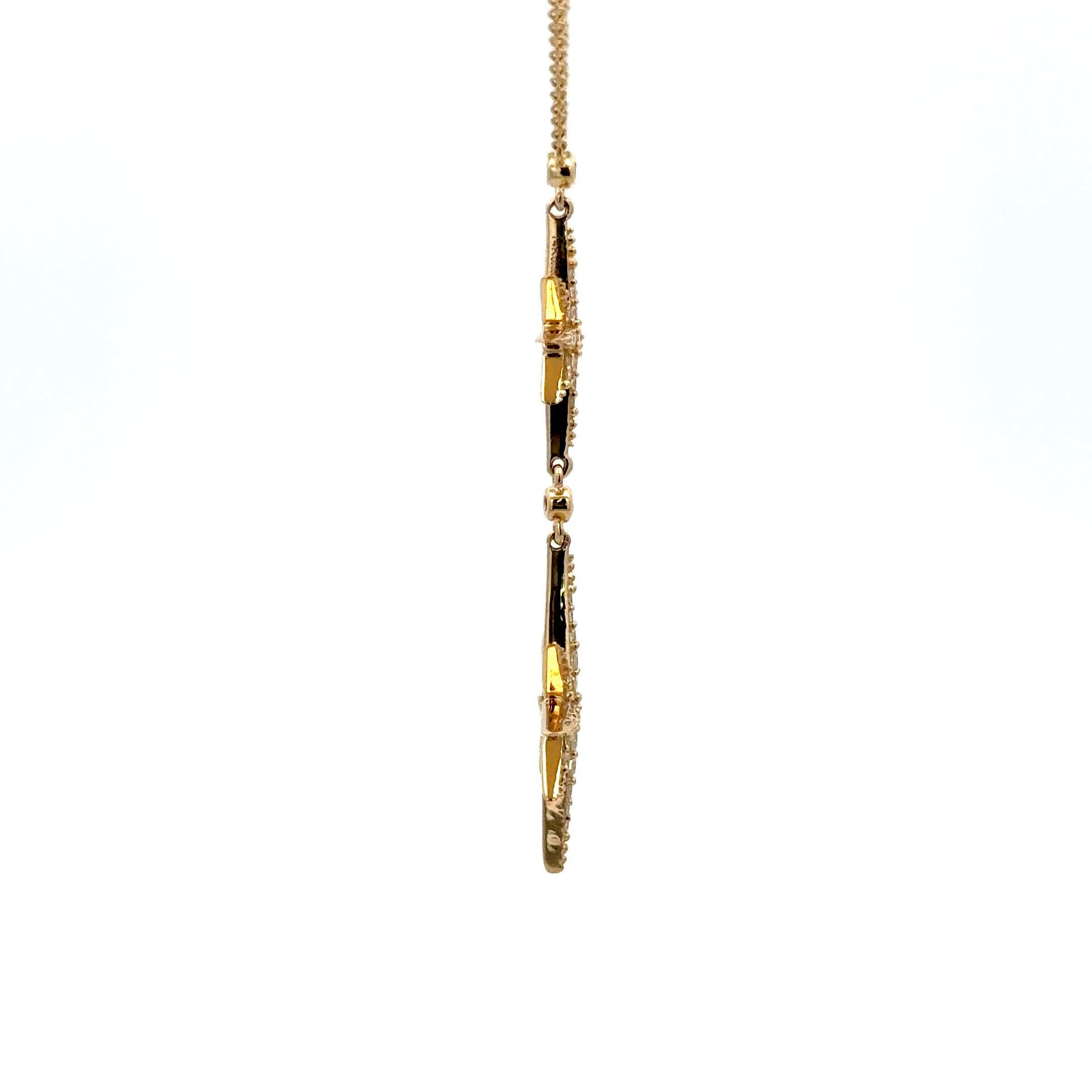 Collana con doppio ciondolo a stella con diamanti da 0,35 carati in oro giallo 14 carati In condizioni Nuovo in vendita a New York, NY