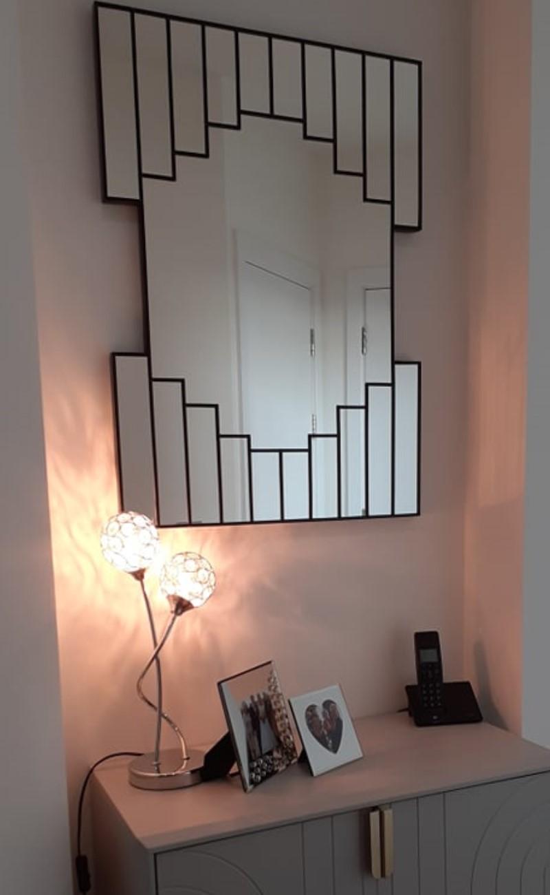 Art Déco Specchio da parete Art&Deco realizzato a mano a doppio passo - Nero in vendita
