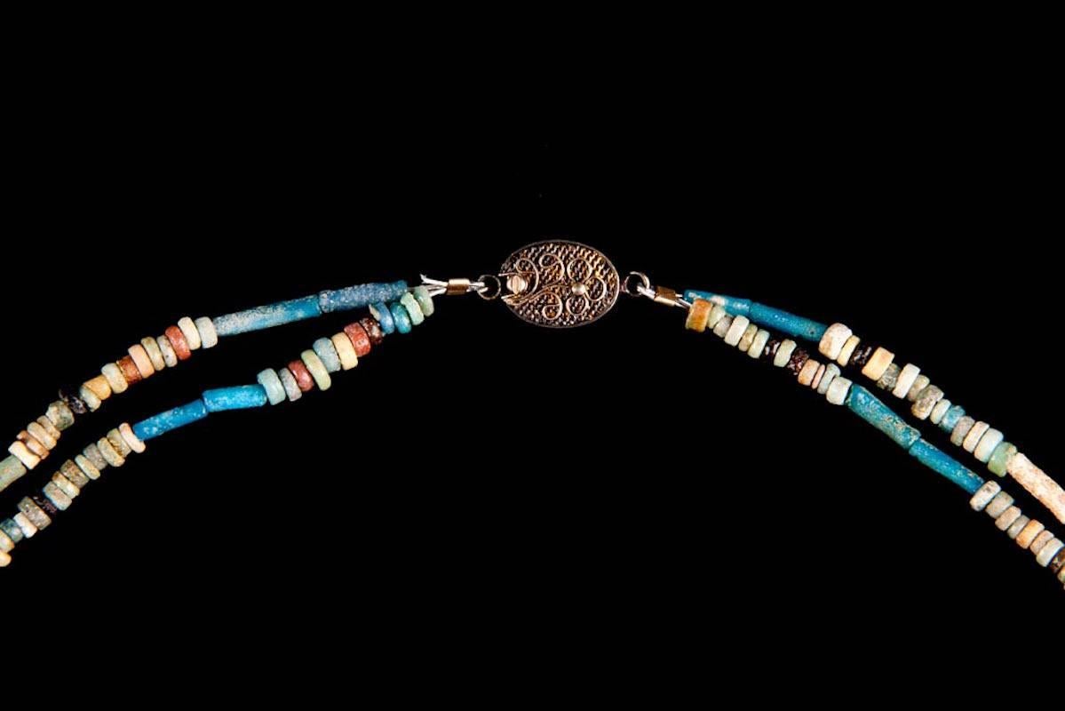 Double Sting Multi-Color Faience Bead Necklace In New Condition In Nuevo Leon, MX