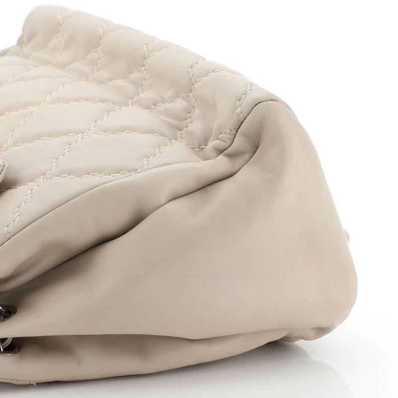 Double Stitch Hamptons Accordion Flap Tote Quilted Calfskin Large In Good Condition In NY, NY