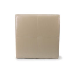 Double Stitch Leather Ottoman on Floating Plinth Base