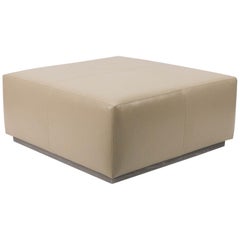 Double Stitch Leather Ottoman