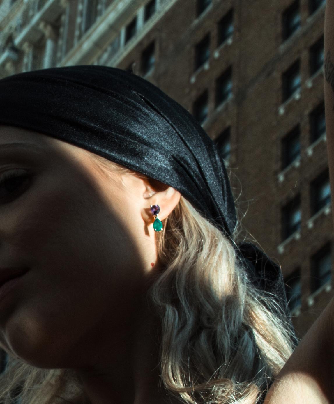 Art Nouveau Double Stone Earrings For Sale