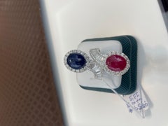 Double Stone, Ruby and Sapphire Bypass Ring