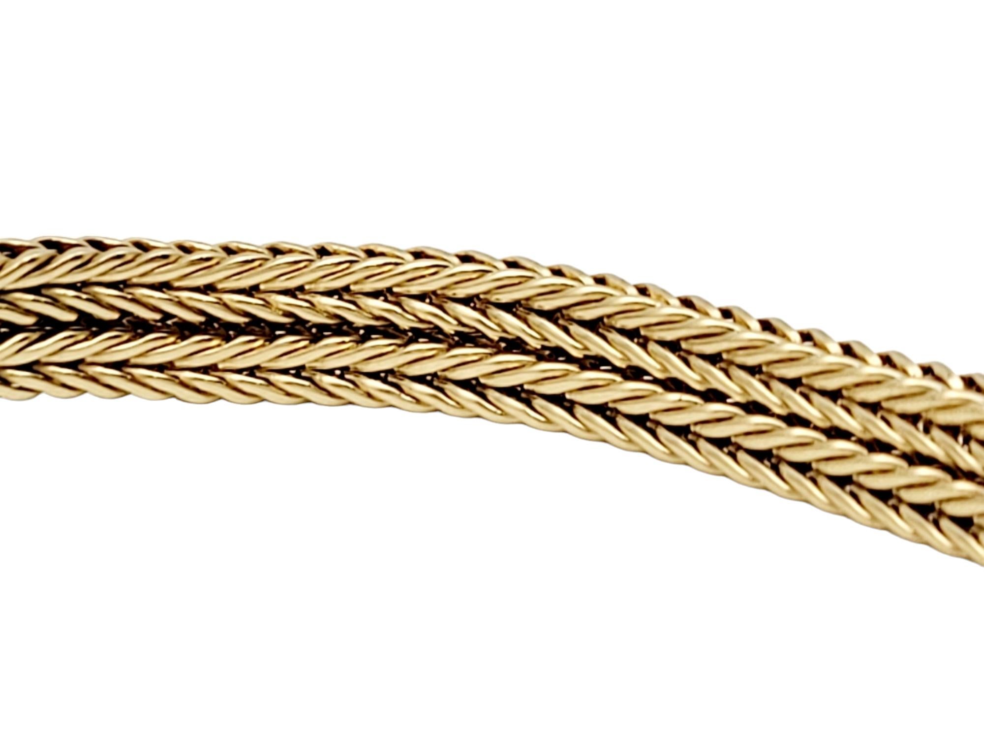 Double Strand 18 Karat Yellow Gold Box Link Bracelet with Round Diamonds  In Good Condition For Sale In Scottsdale, AZ